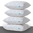 Pillow Protectors 4 Pack White, Anti Allergy Zipped Pillowcase Protectors, Machine Washable Quilted Pillow Covers, Soft & Breathable Microfiber - 50 x 75cm