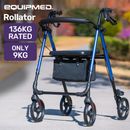 EQUIPMED Rollator Walking Frame 4 Wheel Lightweight Aluminium Walker Aid Seniors