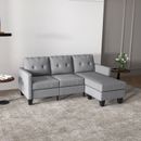 L Shaped Corner Sofa Set w/ 3 Seater Couch, Ottoman, Chaise Lounge Function