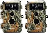 2-Pack Game & Trail Camera 24MP 1296P Video No Glow Night Vision Motion Activated IP66 Waterproof 0.3 Trigger Speed for Hunting Wildlife & Home Surveillance