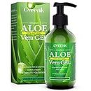 Aloe Vera Gel 300ml CVEENK Bio Creme für Trockene Strapazierte Haut & Sonnenbrand, After Sun Natürliche Feuchtigkeitspflege Lotion für Gesicht Haare und Körper