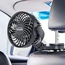 Portable Car Fan Battery Operated Automobile Cooling Fans, 4 Speeds, Clip-on Electric Vehicle Fan for Rear&Back Seat, Rechargeable USB Fan, Low Noise, Easy to Installation, 360° Rotation, Include Hook