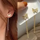 Neue koreanische niedliche Strass Schmetterling Ohr stecker für Frauen Mädchen Mode Metall kette