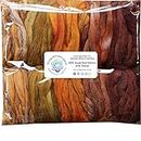 Living Dreams Yarn HAND DYED Merino Tencel SPINNING FIBER. Super Soft Wool Top Roving drafted for Hand Spinning, Felting, Blending and Weaving. 5 beautifully colored Mini Skeins DISCOUNT PACK, Harvest