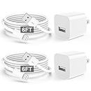 iPhone Charger Cable, [MFi Certified] 2Pack USB Wall Charger Block Plug Adapter with 6FT A to Lightning Cable Cube Fast Charging Cord for Apple iPhone 14 13 12 11 Pro Max XS X 8 7 Plus SE, for iPad