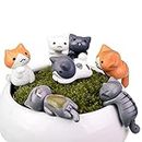 MAOMIA Miniature Lucky Cat DIY Figurines, Pack of 6 Mini Fairy Garden Hanging Cat Figure Micro Landscape Home Garden Decor Plant Pots Bonsai Craft Decor Cake Topper
