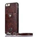Jaorty PU Leather Wallet Case for iPhone 6/6S Necklace Lanyard Case Cover with Card Holder Adjustable Detachable Anti-Lost Neck Strap for 4.7 inch Apple iPhone 6 iPhone 6S,Brown