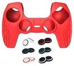 PSS PS5 Controller case Skin | Compatible PS5 Dualsense Remote Accessories | Playstation 5 Silicone Cover | with 12Pcs Anti Slip Thumb Grips