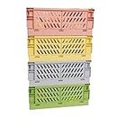 Camidy 4 baskets in plastica per shelf Home Kitchen Stackable Storage Bin Organizer, Folding Storage Baskets for Bedroom Bathroom Classroom Office