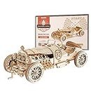 ROKR 3D Wooden Puzzle for Adults-Mechanical Car Model Kits-Brain Teaser Puzzles-Vehicle Building Kits-Unique Gift for Kids on Birthday/Christmas Day(1:16 Scale)(MC401-Grand Prix Car)