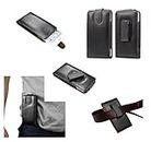 DFVmobile - Magnetic Genuine Leather Executive Case Belt Clip Rotary 360 for Nokia Lumia 1520 - Black