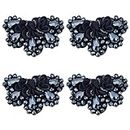 CRASPIRE 4PCS Crystal Shoe Clips Black Rhinestone Crystal Shoe Clips Charms Wedding Bridal Shoe Buckles Elegant Rhinestones Flower Clips for Jewelry Shoes Clothing Bags Hats Decor