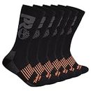 Timberland PRO mens 6-pack Crew Socks, Black (6 Pack), Large