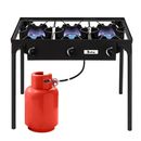 Zokop Portable Propane 225000-BTU 1-3 Gas Burners Outdoor Cooker Stove BBQ Grill