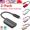 2 Pack Audio Splitter Adapter 3.5mm Headphone Jack Adapter & Charger for iPhone
