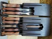 Cutco Knives, Forks & Spatula In Bakelite Trays