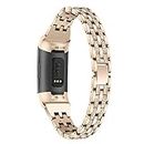 Bracelets de rechange compatibles avec Fitbit Charge 4/Charge 3, bracelets en métal TenCloud avec strass pour femme pour tracker d'activité Charge 4/Charge 3 (doré)