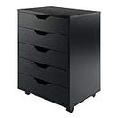 Winsome Wood Halifax Cabinet For Closet/Office, 5 Drawers, Black