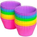 Silicone Cupcake Liners, DILISS Reusable Silicone Baking Cups Nonstick Muffin Molds for Cake Balls, Muffins, Cupcakes and Candies, Assorted Bright Colors Heat Resistant up to 233℃/ 450℉(24 Pcs)