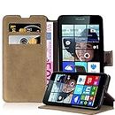 Cadorabo Case Compatible with Nokia Lumia 640 Mobile Phone Case Made of Premium Faux Leather Flip Foldable Shockproof Magnetic [Stand Function] [Card Slots] Case for Nokia Lumia 640 Case in Brown