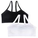 EDS SERVICE Girls Bra, 2 Pack Padded Sports Teenage Bra, Soft Cotton First Crop Top, Back to School Training Bra for Age 8-16 Years
