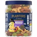 PLANTERS Deluxe Mixed Nuts, Cashews, Almonds, Pecans, Pistachios, Hazelnuts, Roasted with Sea Salt, Party Snacks, Plant-Based Protein, Quick Snack for Adults, After School Snack, 27oz Container