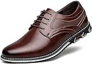 Men's Dress Shoes Comfort Soft Men Oxford Superior Flexural Leather Fashion Dress Sneakers Business Casual Men's Shoes (Color : Brown, Size : EU 44)