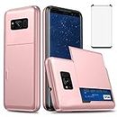Asuwish Phone Case for Samsung Galaxy S8 Plus with Tempered Glass Screen Protector and Card Holder Wallet Cover Hard Hybrid Cell Accessories Glaxay S8plus S 8 8plus 8S Edge S8+ SM-G955U Men Rosegold