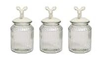 HOMIES, set of 3 Piece decorative food Storage glass Mason sealed airtight jars container with White Ceramic Reindeer antler Lid for Home Kitchen, commercial Use (250ml each)(Size: 8 * 8 * 14cm)