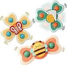 Luranol Baby Bath Toys 3 PCS Suction Cup Spinner Toy for Baby Toddlers Sensory Toys for Kids | Sticks to Window Table Baby High Chair Tray Bath | Spinners for Baby | Gifts for Baby Toddlers