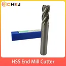 CHKJ HSS End Mill Straight Shank 4 Flute Solid Hard White Steel End Mill Cutter Router Drill Bit