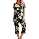 Yck-SAiWed Discount�Prime Membership Womens Print 2 Piece Outfits Casual Loose Short Sleeve V Neck T-Shirts Bodycon Shorts Set Yoga Athletic Tracksuits Yellow6