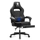 Gaming Chair with Footrest Big and Tall Gaming Chairs for Adults Computer Desk Chair Ergonomic Office Chair with Footrest and Massage Lumbar Support 350lb Capacity (Black)