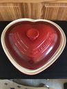 Le Creuset 2-1/2 Qt Red Ombré Heart Shaped Stoneware Baker Casserole Valentines