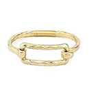 POMINA Chunky Gold Fashion Bangle Cuff Bracelet Geometric Shape Tension Bangle Wide Thick Chain Stretch Gold Bracelet for Women Teen (Square Gold)