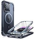 i-Blason AresMag Coque pour iPhone 15 Pro Max (2023) 6,7'' [Magsafe Compatible] Protection Intégrale Pare-Chocs Airbags Antichoc Transparent avec Protecteur d'Ecran Intégré (Bleu)