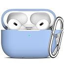 R-fun AirPods Pro 2nd et 1st Generation Case Cover with Keychain, Full Protective Silicone Skin Accessories for Women Men with Apple AirPods Pro 2022/2019 Charging Case,Front LED Visible-Bleu Gris
