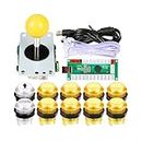 EG STARTS Classic Arcade Games Cabinet Kit USB Encoder to PC Joystick Handle + 5V Led Lights Push Buttons Compatible Arcade PC Game DIY Project &Mame & Raspberry Pi DIY Parts Yellow