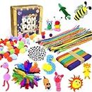 Asian Hobby Crafts Kids Pom Pom Crafts Kit With 50X Pipe Cleaners,Googly Eyes,Pompom Balls,Ice Cream Sticks,Color Feathers For Diy Art&Crafts Projects