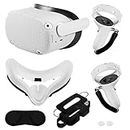 for Oculus Quest 2 Accessories, Quest 2 VR Silicone face Cover, VR Shell Cover,Quest 2 Touch Controller Grip Cover,Protective Lens Cover,Disposable Eye Cover (Gray)