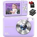 Digital Camera,Nsoela Vlogging Camera with 32GB Memory Card FHD 1080P 44MP Compact Camera with 16X Digital Zoom, Portable Mini Camera for Teens,Kids,Beginners（Purple）