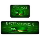 Set of 2 Happy St. Patrick's Day Hat Absorb Water Non-Slip Kitchen Rugs and Rugs Runner Set, Clover Leaf Felt Doormat for Bathroom/Interior/Entrance 50x80cm+50x119cm