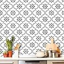 Brandian Wall Tile Stickers Waterproof, Peel and Stick Moroccan Tile Stickers for Kitchen Backsplash, Bathroom, Furniture, DIY Self Adhesive, Kitchen Wall Stickers & Floor Stickers, Gray - 12