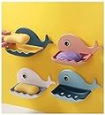 Hilosofy™ Soap Stand Holder for Bathroom Kitchen Sink Magic Stickers Wall Mounted (Pack of 2 Pcs) Soap Dish Holder, Fish Design Random Color(Plastic)(Multicolor)