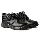 HEALTH SAFE high Ankle fine Material Safety Shoes with Good Bond Strength for Industrial Work,100% rexcine | Waterproof |Puncture Proof |Anti- Skid |(UK-8,Black)