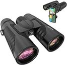 UBeesize 12x42 Compact Binoculars with Universal Phone Holder, Binoculars for Adults with Super Bright and Large View, Lightweight Waterproof Binoculars for Bird Watching, Stargazing and Hunting