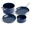 Blue Diamond Cookware  Infused Ceramic Nonstick 4 Piece Pots and Pans Set Blue