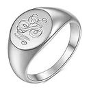 SHAREMORE Signet Ring Customize Engravable Initial 3 Letters Customized 925 Sterling Silver Rings for Men Women Personalized Monogram Jewelry