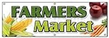 SignMission Farmers Market Banner Sign Produce Fruit Vegetables Fresh Tomatoes Corn Citrus