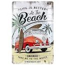 Nostalgic-Art Cartel de Chapa Retro VW – Bulli T1 – Beach – Idea de Regalo de Furgoneta Volkswagen, metálico, Diseño Vintage Decorativo, 20 x 30 cm